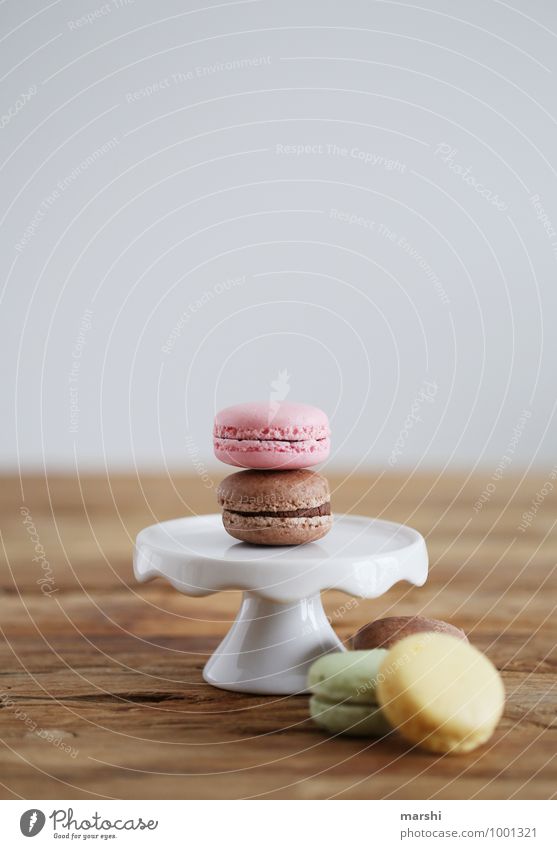macarons Food Dessert Candy Nutrition Eating Sweet Moody Waiter Wooden table Delicious Shallow depth of field Multicoloured Colour photo Interior shot Detail