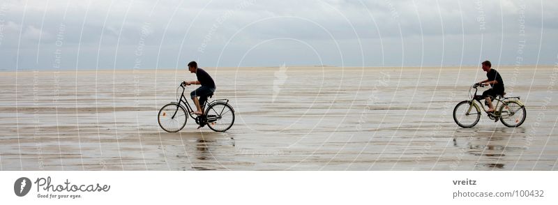 Bicycle race in Denmark's Wadden Sea Mud flats Ocean Rømø Beach Coast wad