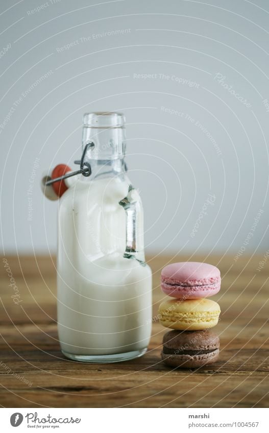 MILK & CANDYS Food Dessert Candy Nutrition Eating Beverage Drinking Milk Moody Bottle Food photograph Snack Beautiful Wooden table Calorie Delicious