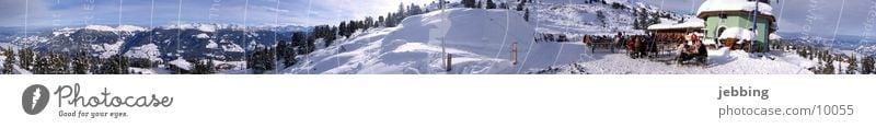 Alpine panorama in winter Mountain range Panorama (View) Skis Peak Cold Austria Federal State of Tyrol Winter Snow Ski run Alps Elevator runs slopes Large