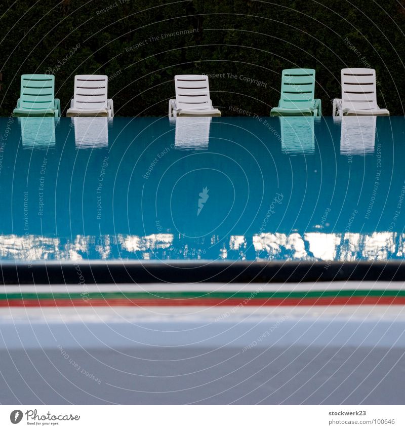 sitz bath Swimming pool Chair Summer Stripe Closing time Playing Water reflection Empty