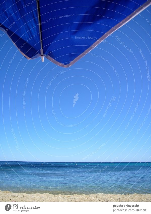 into the blue Ocean Buoy Waves Beach Horizon Vantage point Cold Summer Sunshade Far-off places Vacation & Travel Blue Water sea Mediterranean sea Sky Sand Open