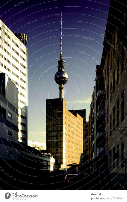 television tower Sunset Landmark Monument Sky alex Berlin FinePix s5pro Blue