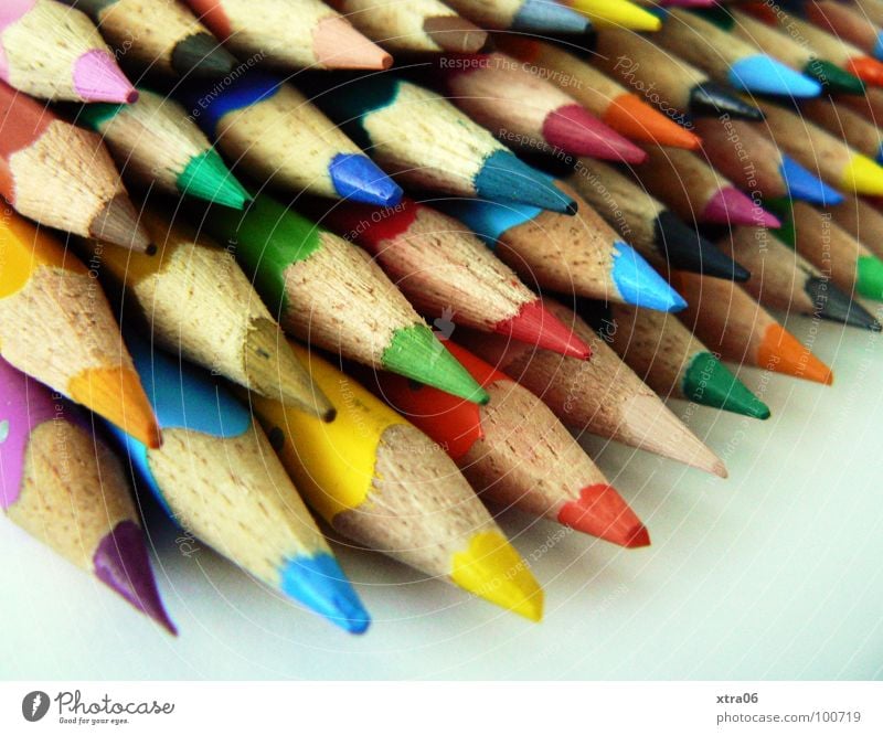 in a row and a member Pen Crayon Multicoloured Heap Multiple Together Pointed Wood Rainbow Things paint Many Draw Painting (action, work) Dart Colour Crazy
