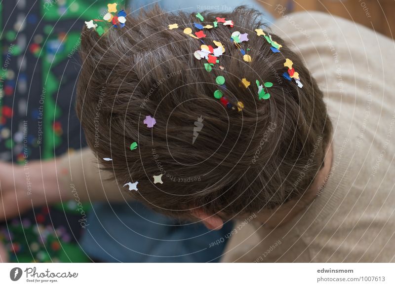 Confetti Fun Playing Feasts & Celebrations Masculine Man Adults Hair and hairstyles 1 Human being 30 - 45 years Brunette Blonde Short-haired Paper Decoration