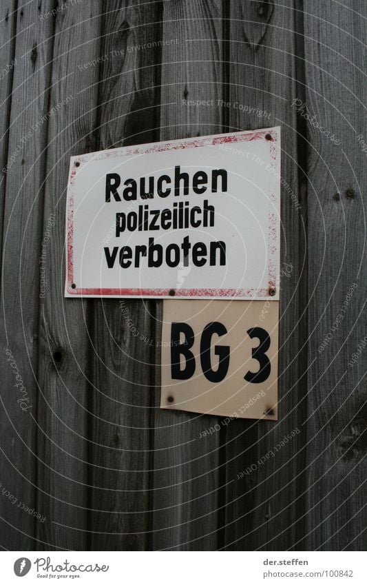 smoke Colour photo Exterior shot Neutral Background Day Smoking Signs and labeling Signage Warning sign Bans Thuringia Gleichamberg by the police