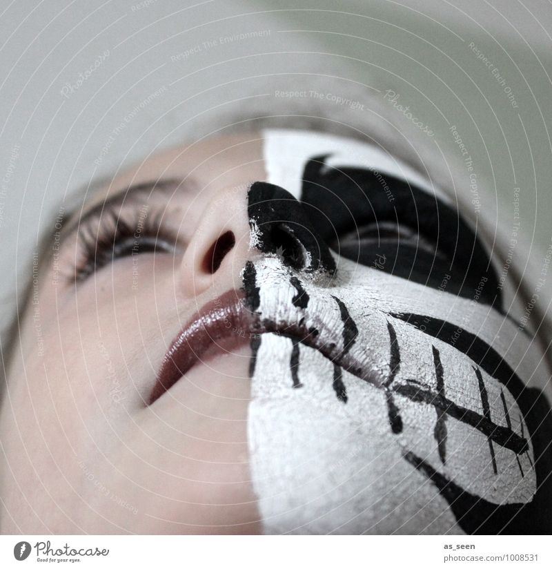 Dead or alive II Carnival Hallowe'en Girl Infancy Youth (Young adults) Life Face 8 - 13 years Child Death Skeleton Looking Old Black White Emotions Creativity