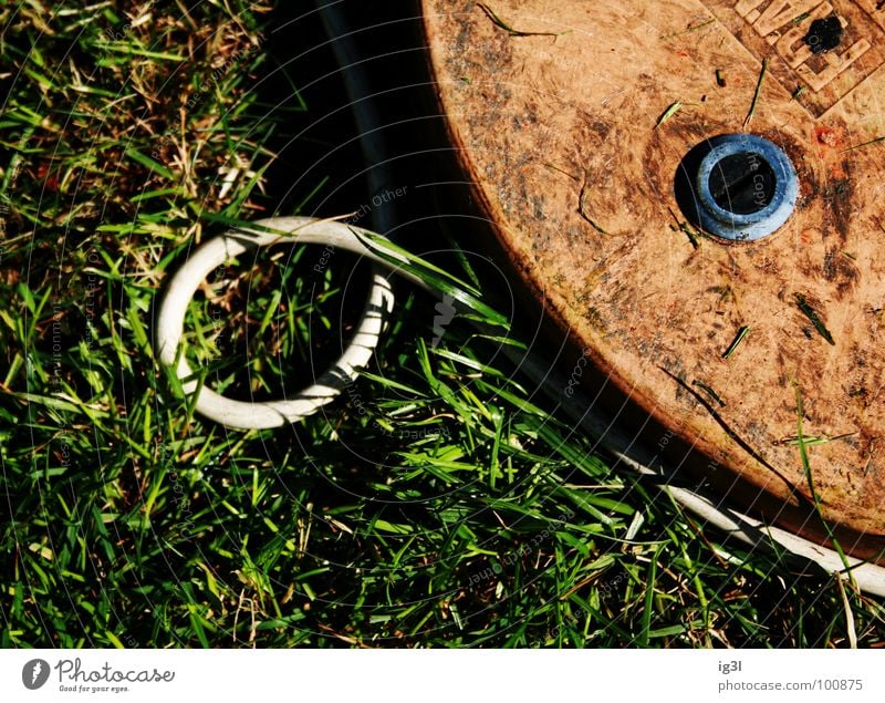 kurvenkind °'° detours are delightful Connection Electricity Circle Detour White String Grass Green Meadow Blade of grass Covers (Construction) Pattern Break