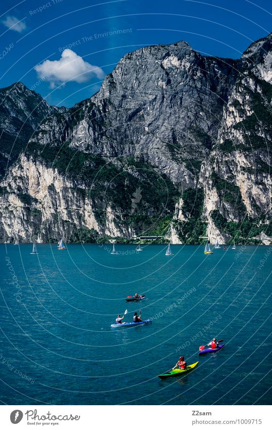lago di garda Vacation & Travel Summer Summer vacation Environment Nature Landscape Sky Beautiful weather Rock Alps Mountain Lakeside Relaxation