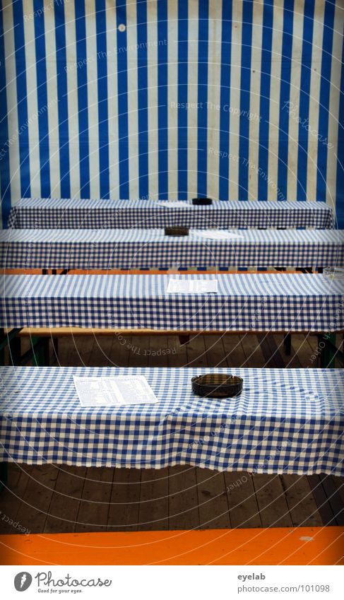 Seat reservation recommended but unnecessary Table Tent Beer tent Bavaria Oktoberfest Village fair Menu Stripe Covers (Construction) Folding table Furniture