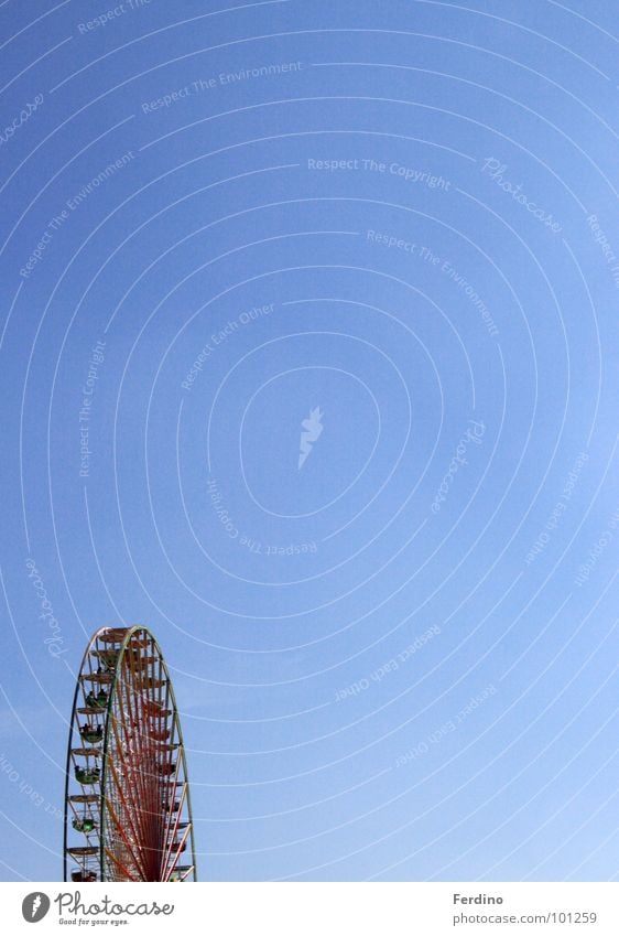 Ferris wheel Fairs & Carnivals Clouds Air Small Colossus Cotton candy Things Riesn wheel Sky Blue Joy Tall Fear Level