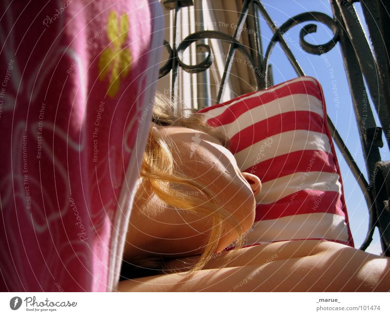 naptime Woman Sleep Siesta Balcony Dream Cushion Handrail terrace marue Shadow Sun Warmth