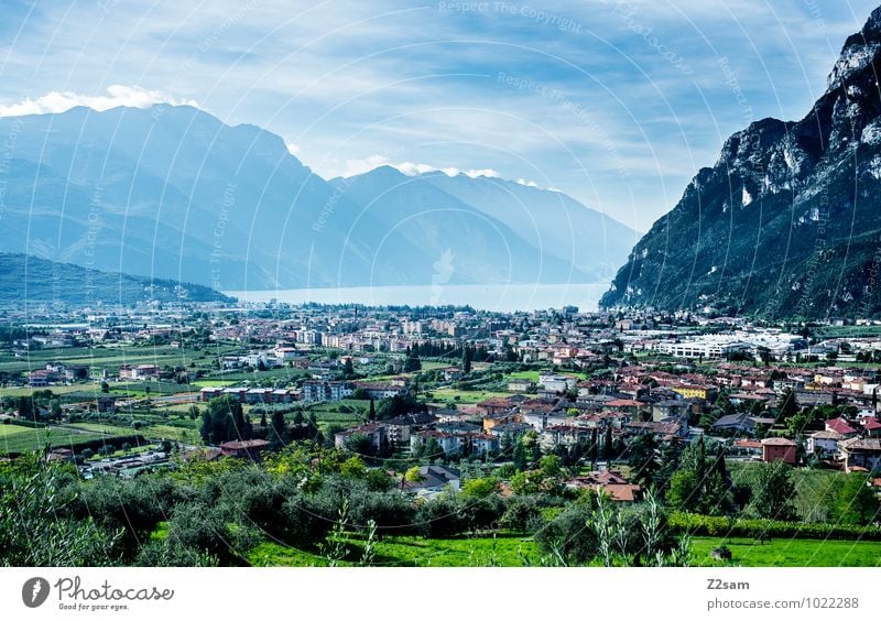 Riva del Garda Vacation & Travel Summer vacation Nature Landscape Sky Clouds Climate Weather Beautiful weather Bushes Mountain Lake Village Small Town