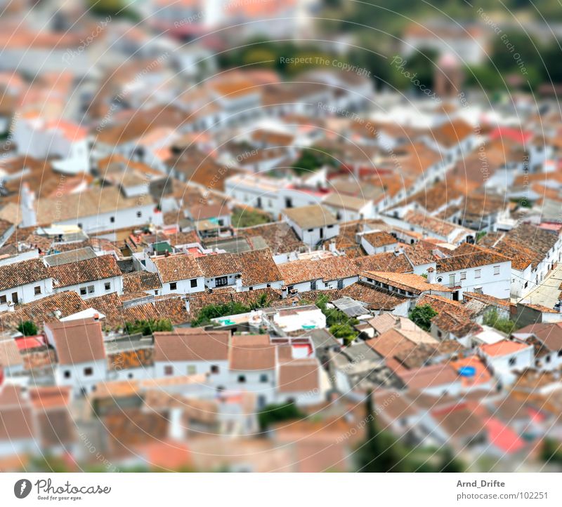 Mini Village in Andalusia Tilt-Shift Small Miniature Bird's-eye view Andalucia Town Roof White Brown Europe tilt Pattern Surrealism model building landscape
