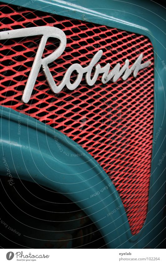 ROBUST (Now even more robust!) Typography Curlicue Logo Design Tractor Retro The fifties Sixties Turquoise Green Agriculture Vehicle Machinery Engines Hick