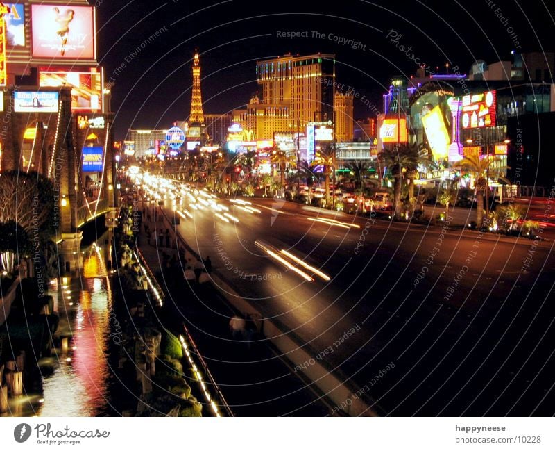STRIP by night Striptease Las Vegas Avenue Long exposure Night Hotel Light Nevada North America Street USA