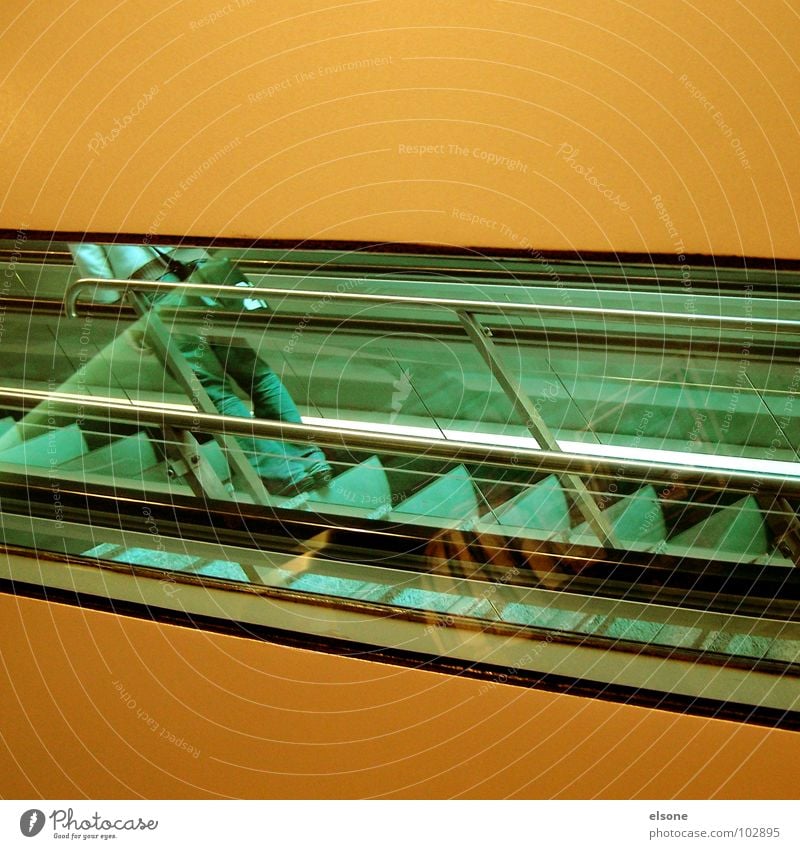 slanting position Green Graphic Wall (building) Mysterious Looking Escalator Dresden Financial institution Pushing Structures and shapes Square Services Modern