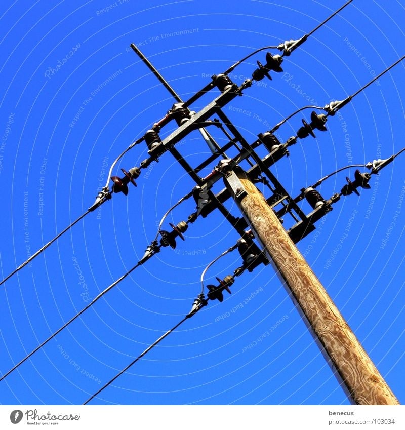 connection Electricity Electricity pylon Wire Wire cable Wood Upward Electrical equipment Infrastructure Infinity Technology Cable streams Connection Sky