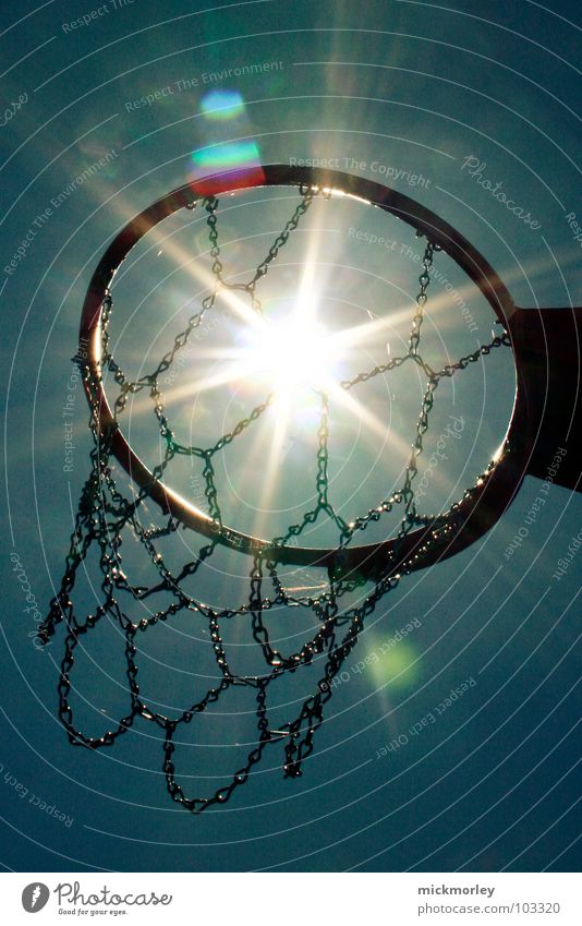 basket in the sun Steel Basketball basket Summer Playing Stop Dribbling Captain Hook Sports Sun Sky Net Chain Circle Ball streetball To enjoy Life Action and go