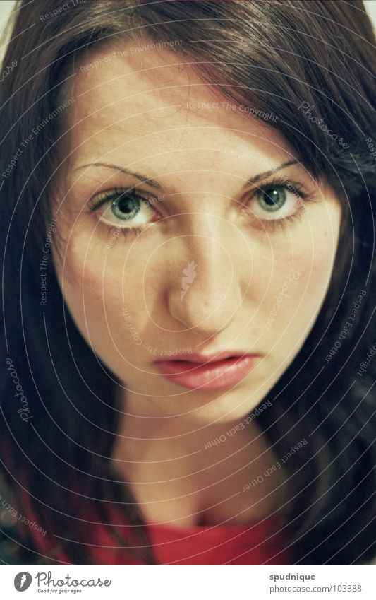 Attempted innocence Portrait photograph Feminine Woman Frontal Beautiful Eyes Detail Snapshot