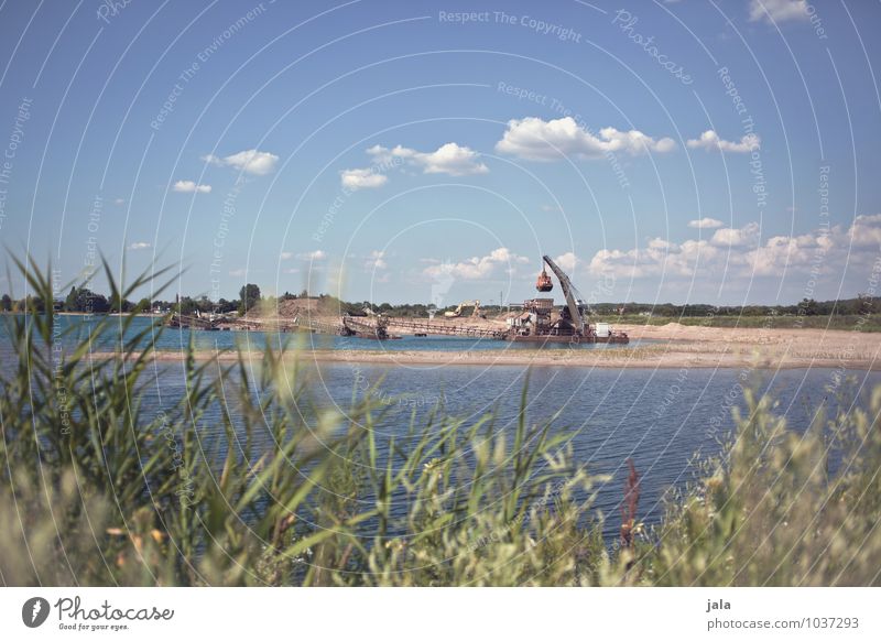 gravel lake Work and employment Workplace Gravel pit Gravel plant Industry Environment Nature Landscape Water Sky Summer Plant Foliage plant Coast Lake Simple