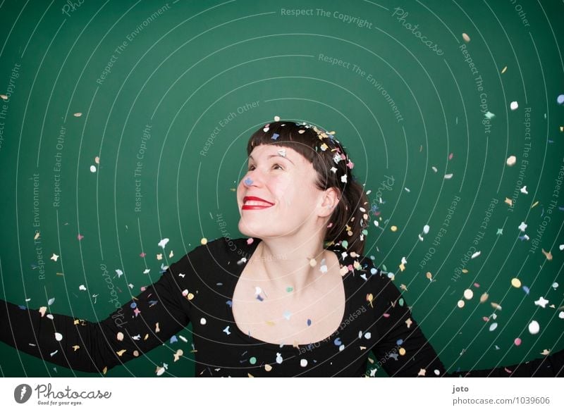 confetti series "green" Joy Happy Night life Party Feasts & Celebrations Carnival New Year's Eve Birthday Human being Young woman Youth (Young adults) To enjoy