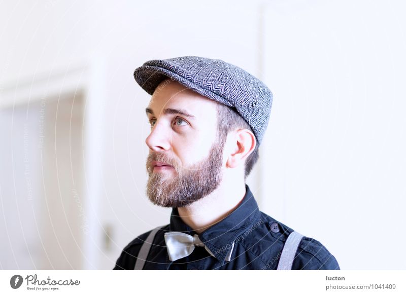 young man | hipster with beard and slouch hat Lifestyle Human being Masculine Young man Youth (Young adults) Man Adults Head 1 18 - 30 years Rockabilly Fashion