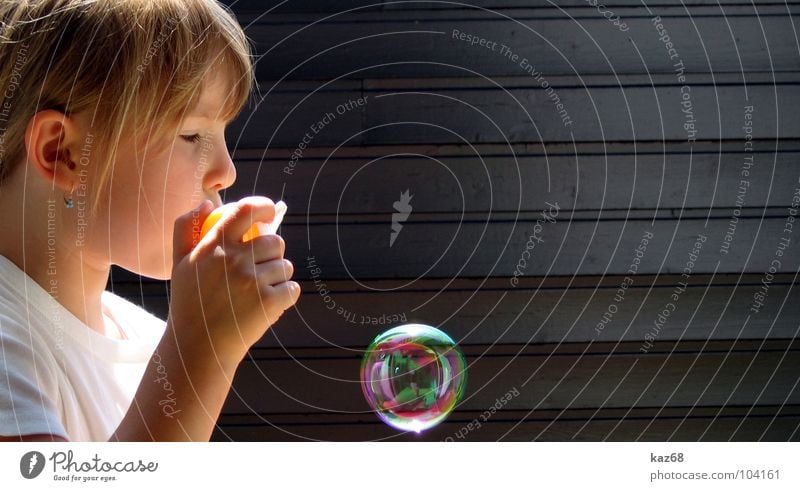 soap bubble II Soap bubble Round Blow Happiness Rainbow Toys Multicoloured Background picture Whim Air Black Wood Playing Action Caustic solution Girl Blonde