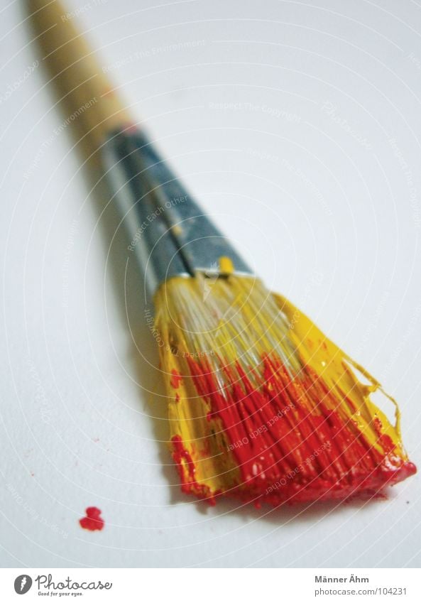 swerve brush Paintbrush Acrylic paint Red Yellow Patch Wood Bristles Painting and drawing (object) Art Culture Decoration woman Painting (action, work) Draw