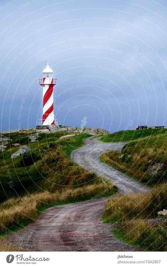 road to the lighthouse Environment Nature Landscape Beautiful weather Kitsch Communicate Lighthouse Illuminate Red-white-red Exterior shot