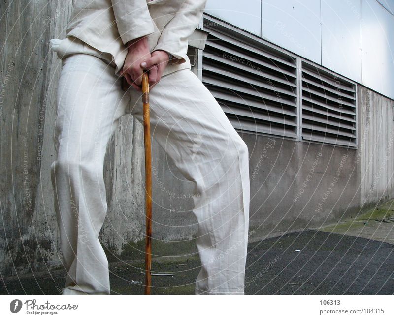 DéJà-VU BY HOUSE ART [KOLABO] Suit White Man Walking stick Exterior shot Central perspective Partially visible Section of image Detail Anonymous Unidentified