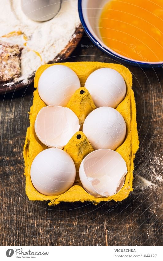 Fresh eggs in cardboard on the kitchen table Food Nutrition Breakfast Organic produce Vegetarian diet Diet Bowl Style Design Healthy Eating Life Kitchen