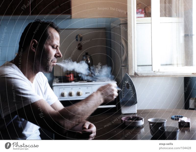 against resignation/smoking for Emotions Fate Still Life Resign Electric iron Cigarette Captured Cramped Kitchen Moslem Islam Distress Man Annoyance Edge Hope