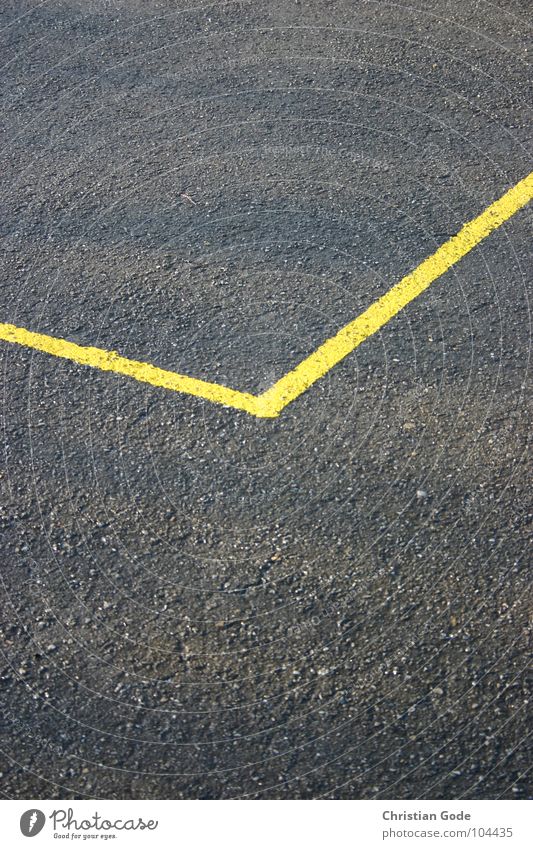 mark Asphalt Gray Yellow Line Corner Edge Ground markings Detail Boundary Copy Space top Copy Space bottom Section of image Sharp-edged