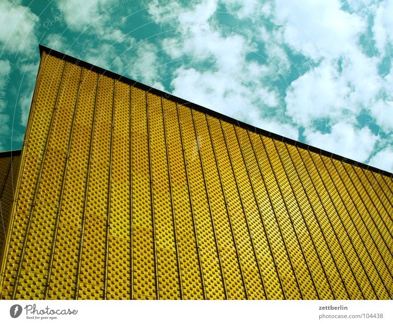 Philharmonic Orchestra 4 Berlin Philharmonic Culture Berlin culture forum Concert Wall (building) Facade Swing Entrance Shows Clouds Summer Architecture