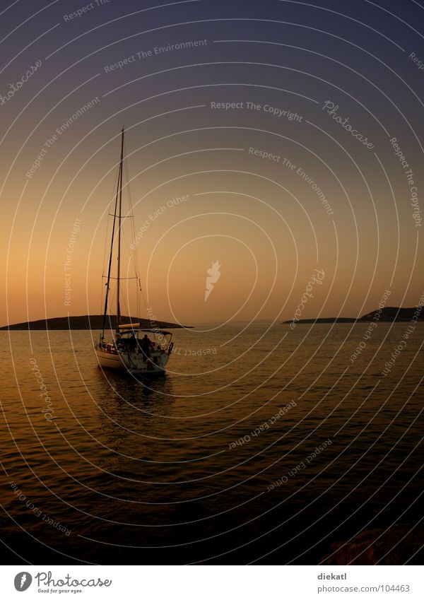 Calm before the storm Sailboat Watercraft Ocean Sunset Sailing Loneliness Summer Hot Bay Sky Evening