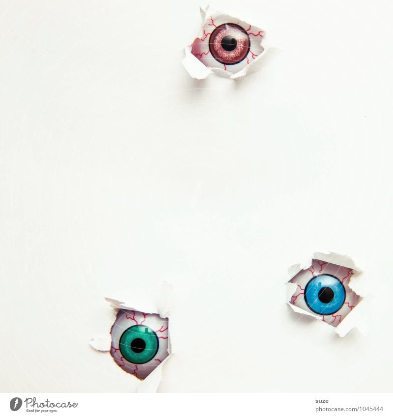 You are not alone Design Leisure and hobbies Handicraft Decoration Hallowe'en Eyes Paper Observe Cool (slang) Simple Creepy Bright Small Funny Naked Curiosity
