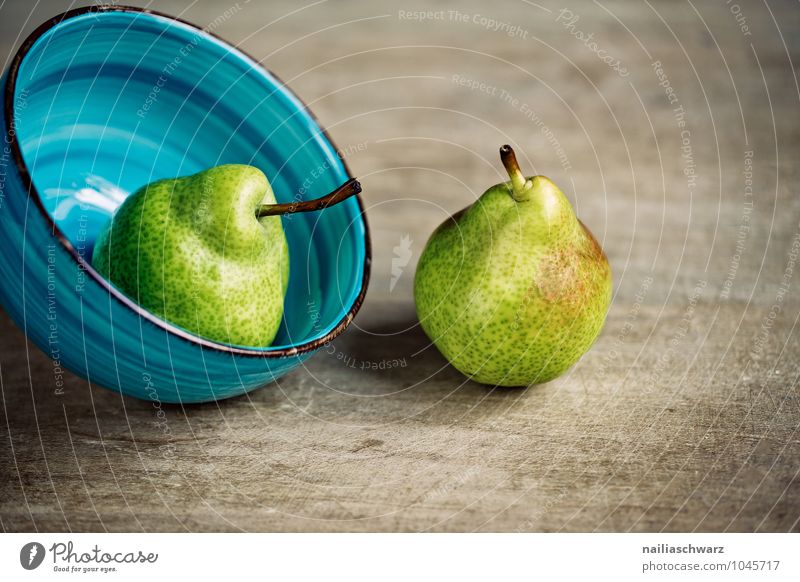 Two pears Food Fruit Pear Organic produce Vegetarian diet Bowl Wood Glass Fragrance Fresh Healthy Natural Juicy Beautiful Blue Green Turquoise Sympathy