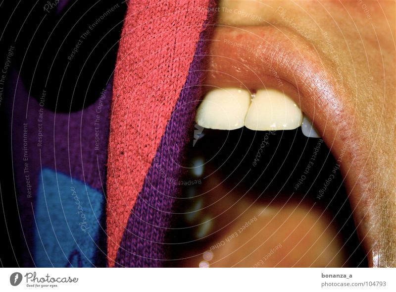 bite Lips Woman Sweater Multicoloured Magenta Kissing Emotions Open Detail bitten into Teeth