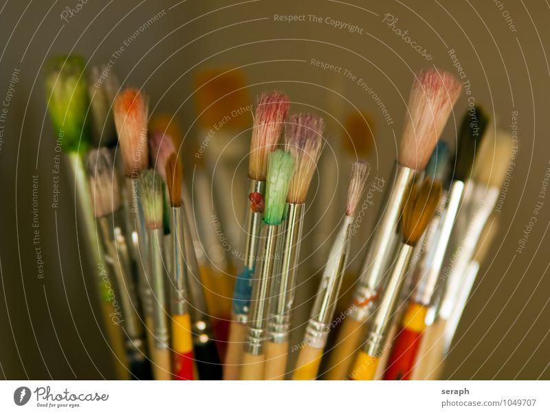 Brushes Colour Paints and varnish Draw Image Multicoloured Collection Supply Art Creativity Object photography Acrylic Bristles Tool Handicraft Artist Painter