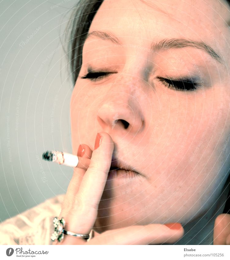 après-midi Woman Feminine Beautiful Portrait photograph Cigarette Eyelash Nail polish Face Smoking Smoke
