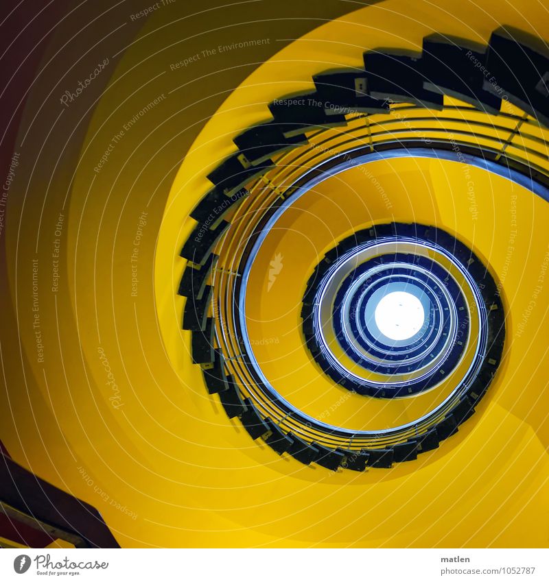 spin Deserted House (Residential Structure) Wall (barrier) Wall (building) Stairs Rotate Blue Yellow Staircase (Hallway) Banister Skylight Spiral Colour photo