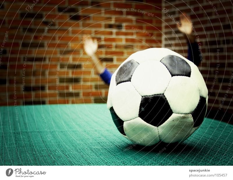 happy football Playing Sports Black White Ball sports Wall (building) Leather Shoot Football pitch Leisure and hobbies Round Hand Funny Whimsical Joy Soccer