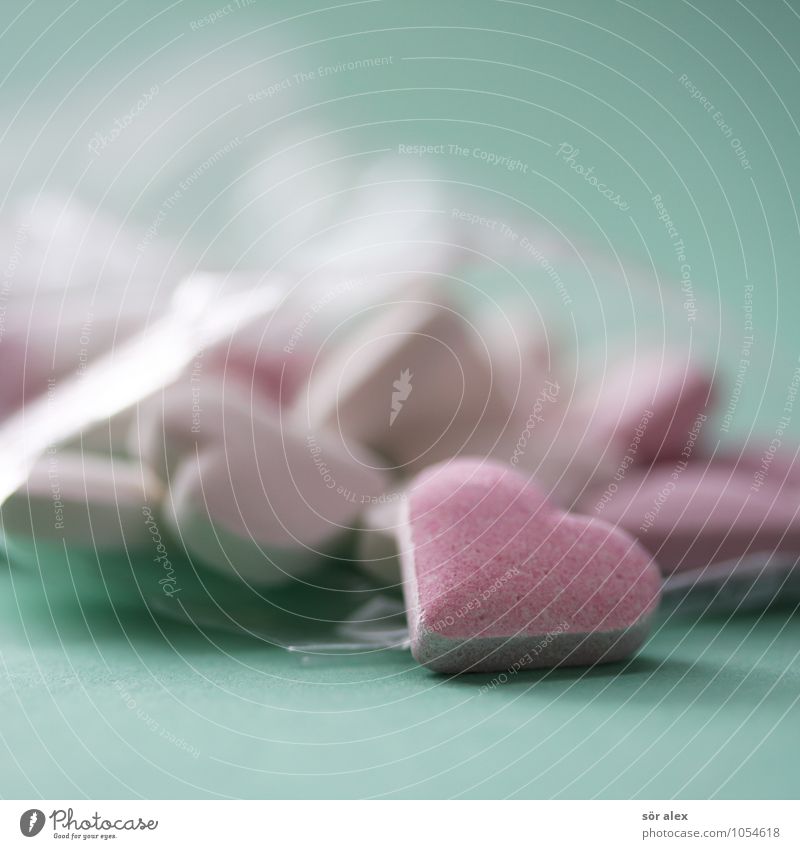 sweetheart Candy Nutrition Green Pink Heart-shaped Colour photo Multicoloured Interior shot Deserted Copy Space left Copy Space right Copy Space top