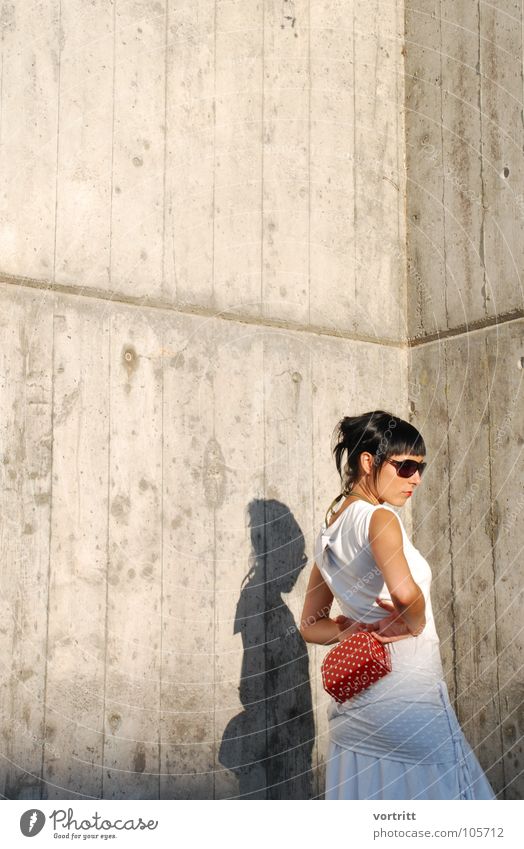 snow white Woman Model Sunglasses Bag Posture Concrete Red White Feminine Dress Style Switzerland Art Arts and crafts  Shadow Designer Fashion