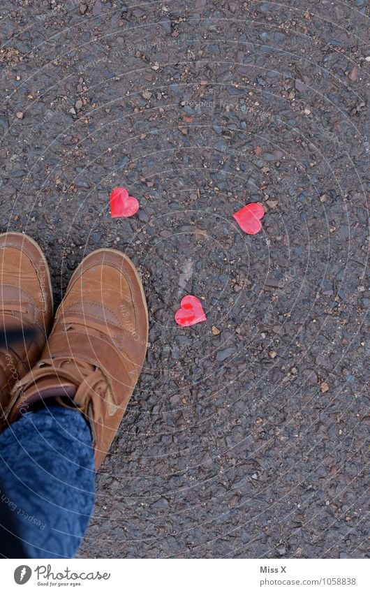 at one's feet Flirt Valentine's Day Human being Legs Feet 1 Jeans Footwear Kitsch Odds and ends Heart Emotions Moody Love Infatuation Romance