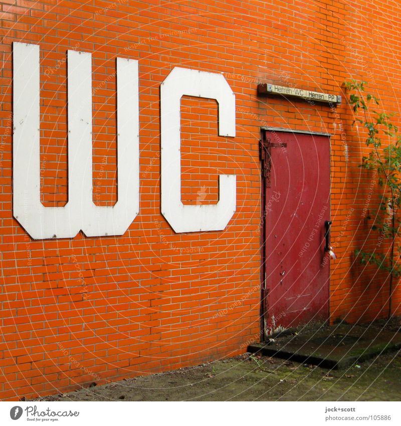 WC CLOSE Charlottenburg Building door Signs and labeling Dirty Sharp-edged Retro Orange Services Closed Wall cladding Public Shabby Typography