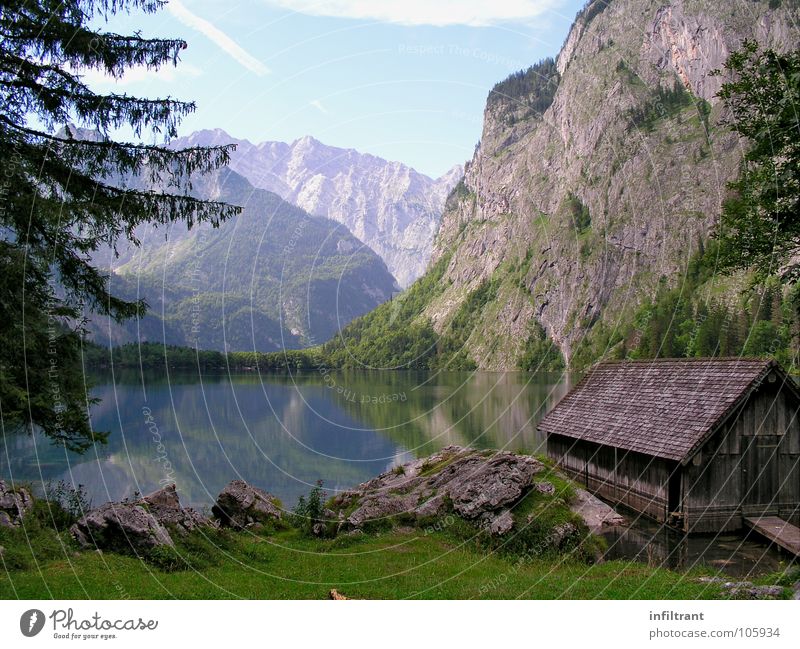 Obersee - total silence Lake Obersee Bavaria Calm Romance Mountain Water Alps Landscape Hut Nature