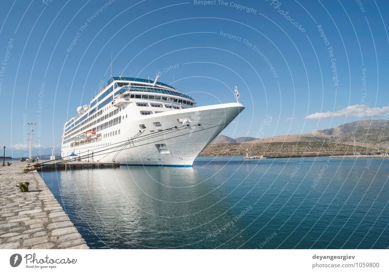 Big white cruise ship. Synny day. Luxury Relaxation Leisure and hobbies Vacation & Travel Tourism Trip Cruise Summer Ocean Sailing Sky Harbour Transport