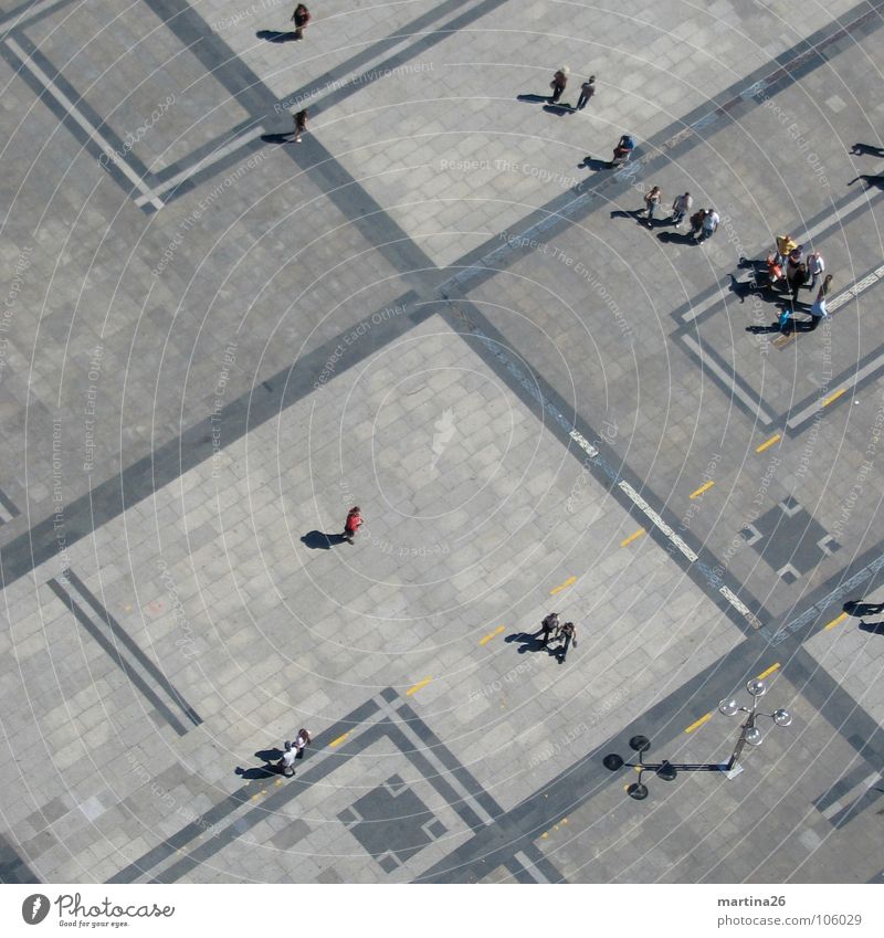 BirdPerspective Bird's-eye view Places Extensive Miniature Graphic Human being Accumulation Diagonal At right angles Gray Shadow Pattern Open Free space